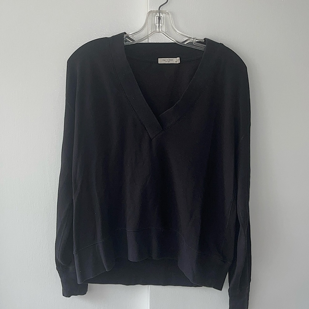 Rag & Bone women’s V-neck long sleeve stretch tight net sweater size S/P